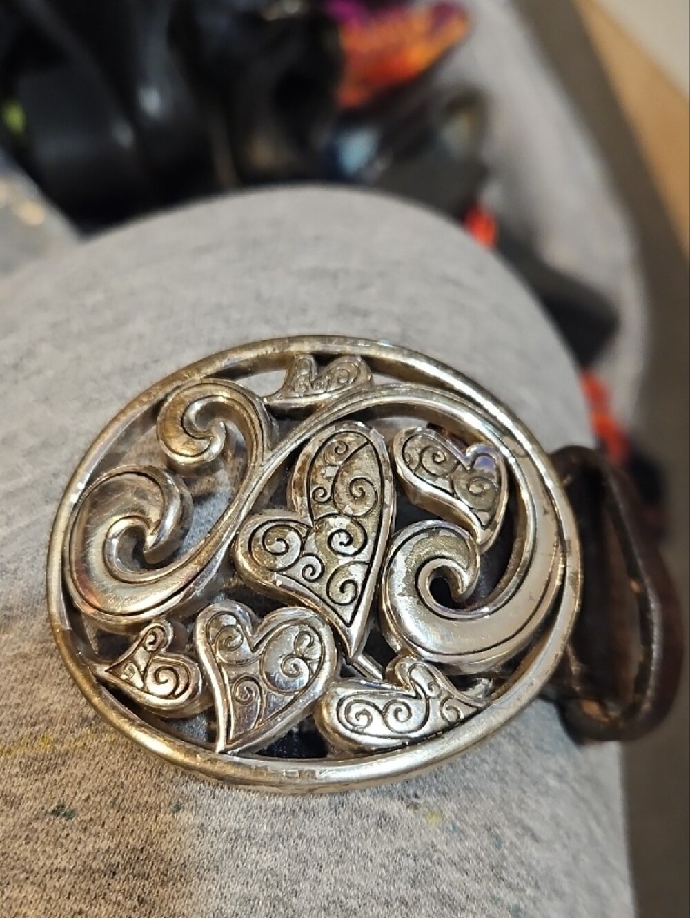 Brighton Brown Leather Belt with Ornate Heart Motif Buckle - Picture 2 of 4